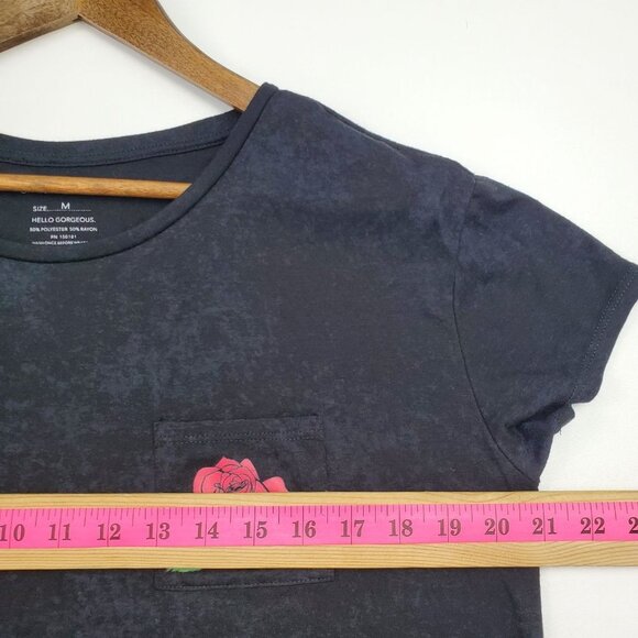 Grayson Threads Juniors Rose Pocket Crop Top Tee T-Shirt Size M Short Sleeve - Picture 10 of 12
